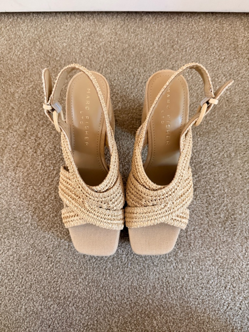 Marc Fisher Woven Platform Sandals in Natural Tan - Picture 7 of 9